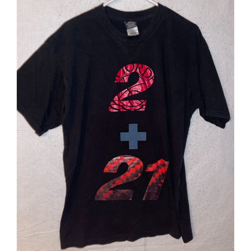 Men's Vintage Air Jordan 2+21 The Countdown T-Shirt Sz L Black 100% Cotton Tee